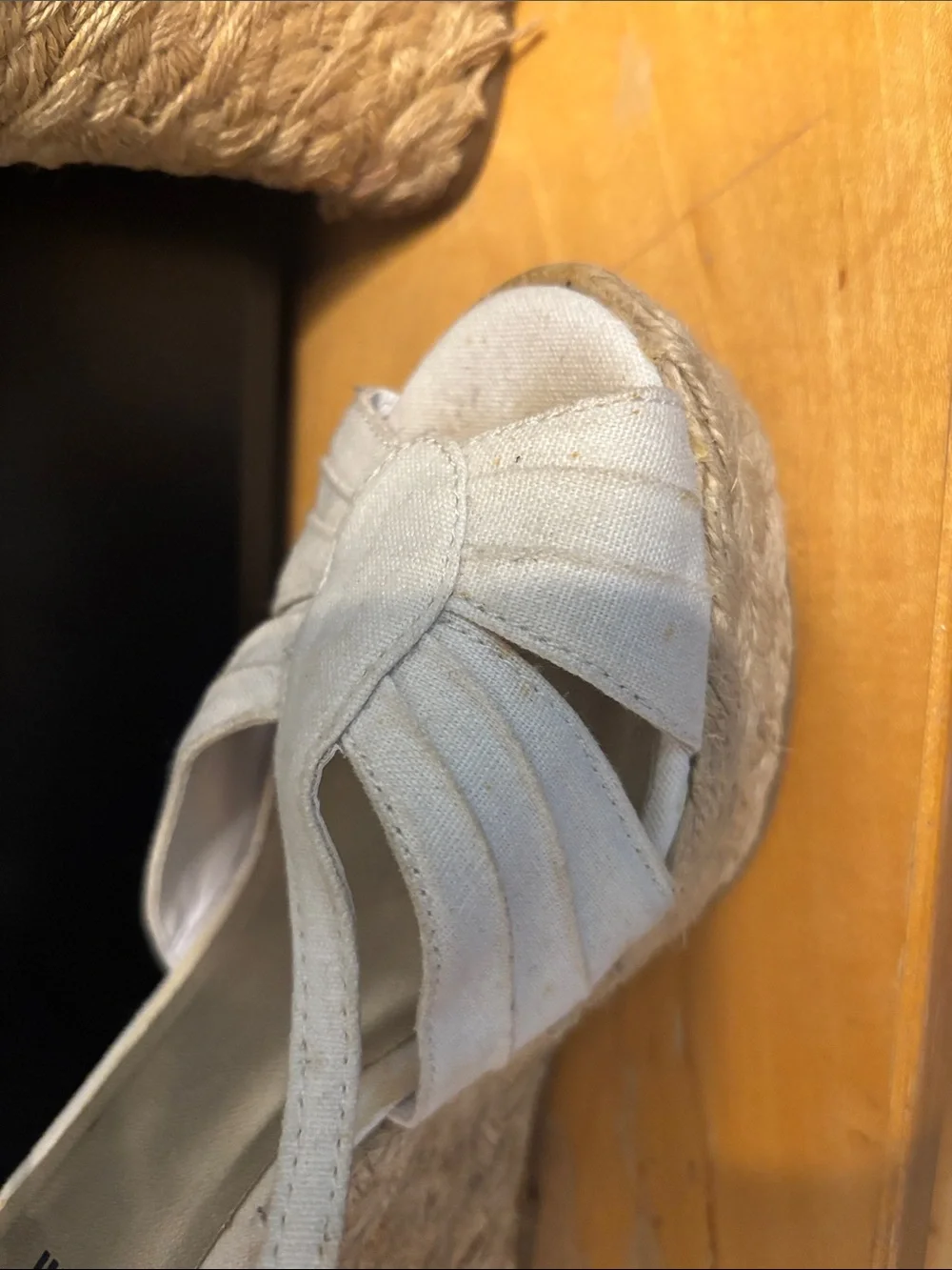 American Eagle Outfitters Cream Espadrille Wedge Sandals with Ankle Strap